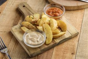 French fries, anchovy mayo and homemade ketchup