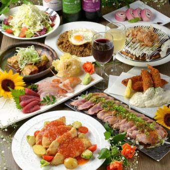 May to July [3 hours all-you-can-drink] Okonomiyaki, beef offal teppanyaki, etc. [God course] 9 dishes in total, 4000 yen (tax included)