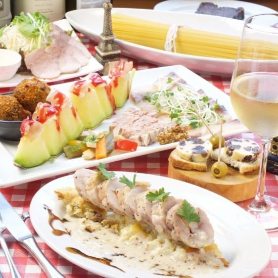 <<各種飲み会、パーティー利用に♪>>100分飲み放題付コース4000円(税抜)～！！