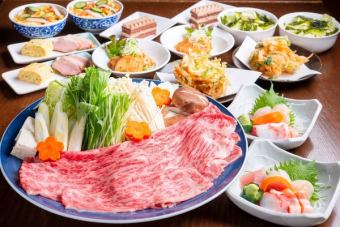 [Welcome and farewell party domestic beef sukiyaki course] Uses seasonal ingredients that are perfect for eating ★5000 yen (tax included) for the meal only