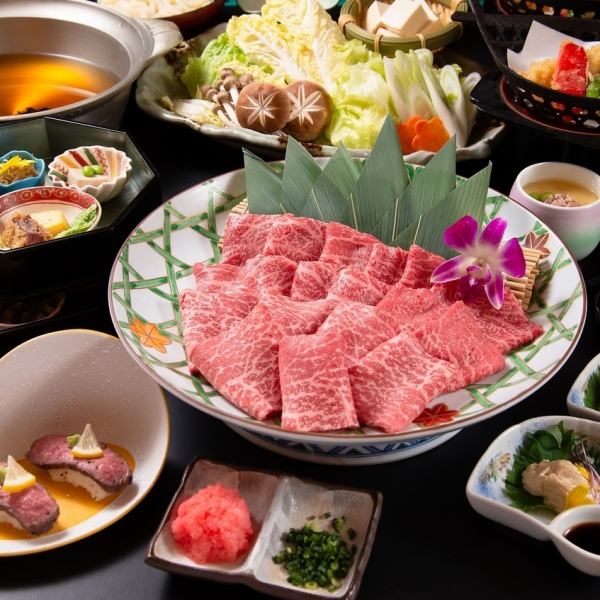 Shabu-shabu and sukiyaki course (selectable from Mikawa mochi pork, Japanese black beef marbling, and Japanese black beef sirloin)