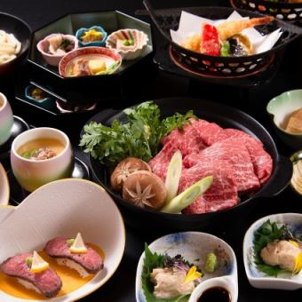 [Reservations available on the day] ◇ Sukiyaki course ◇ 8 dishes of marbled Japanese Black Beef 6,900 yen