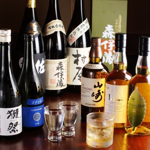 Various types of sake and shochu available