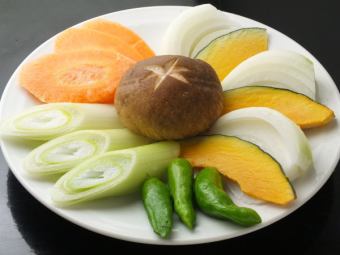 野菜盛り／シイタケ焼／エリンギ焼／ネギ塩焼／ニンニクホイル焼／シシトウ焼