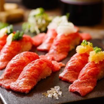 <All-you-can-eat> Includes 3 hours of all-you-can-drink!! Domestic meat sushi, homemade roast beef, etc.!! 4400 yen ⇒ 3400 yen