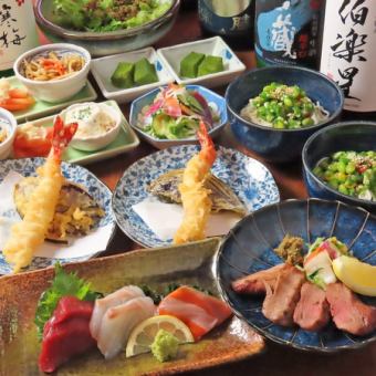 [120 minutes all-you-can-drink with local sake] Fresh fish including bluefin tuna, grilled beef tongue, summer vegetable tempura, etc., welcome party course 6500 → 6000 yen