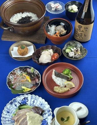 8月KAMANOコース【名物窯焼き・小皿料理・土鍋御飯・魚料理など】KAMANOの魅了たっぷりコース