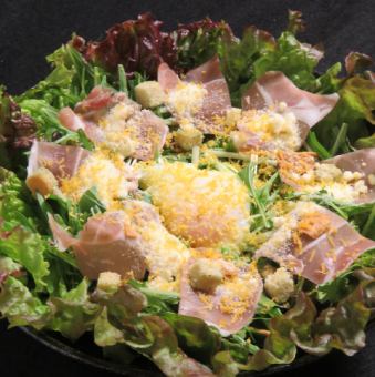 Raw ham Caesar salad