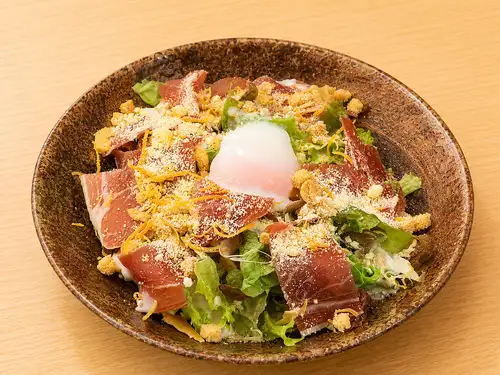 Raw ham Caesar salad
