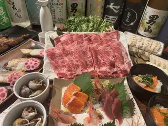 [Special Banquet] Furano Wagyu Sukiyaki & Shinko-yaki (9 dishes total) + 120-minute all-you-can-drink: 7,000 yen