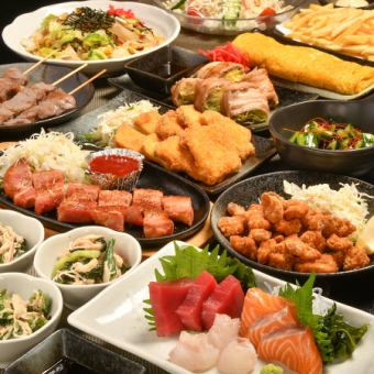 [12 dishes in total◆Standard 120-minute all-you-can-drink course including Tamaya's signature sashimi and skewers] 4,000 yen