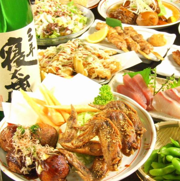 [Great value with 2H all-you-can-drink ◎] Limited to Sunday-Thursday ★ 9 items including sashimi & secret chicken wings & skewers! 2980 yen