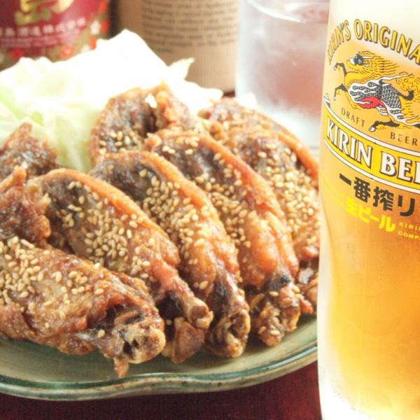 [Sazan's No. 1 hit menu at the main store] Seiryu secret deep-fried chicken wings (6 pieces)