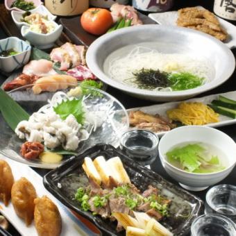 【夏限定:日本酒25種飲放付】旬の食材を堪能できる新鮮ハモとウナギの贅沢コース計11品　8500円