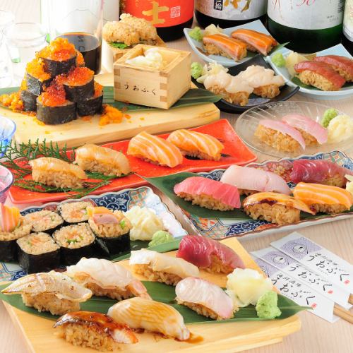 【正宗】高级红醋寿司自助餐◎可以享用海胆、鲑鱼子、老金鲷鱼、黑喉鲷鱼等的套餐◎4,400日元~