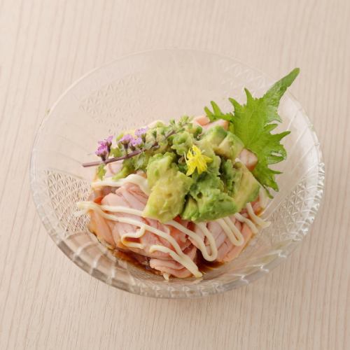 Salmon tataki and avocado mayo ponzu sauce