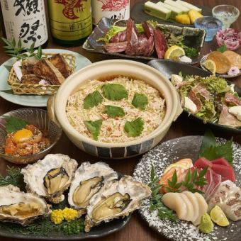 蟹土鍋釜飯付き!!【忘年会◎】うおぷく肉も魚も冬の味覚堪能コース〈全13品〉