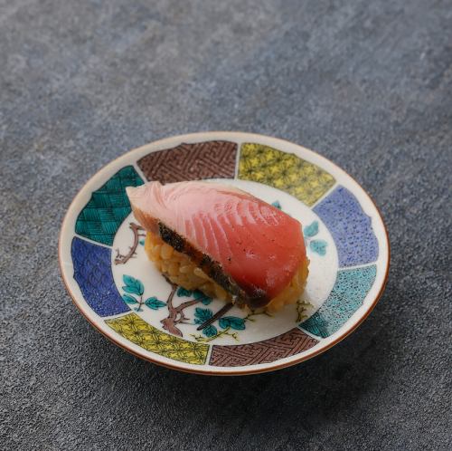 Marinated salmon, seared salmon, flounder, bonito, white fish with sudachi salt, white fish with ponzu sauce