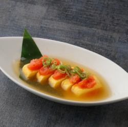 海鮮出汁掛け　出汁巻き明太子乗せ