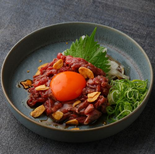 Grilled Japanese Black Beef Yukhoe topped with Rannou egg