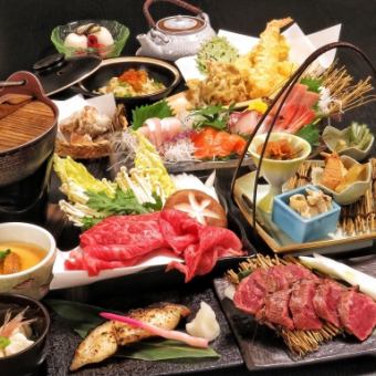 豪華満喫！【3H飲み放題付き豪華すき焼きコース】A5ランク和牛すき焼き等全10品付10500円(税込)