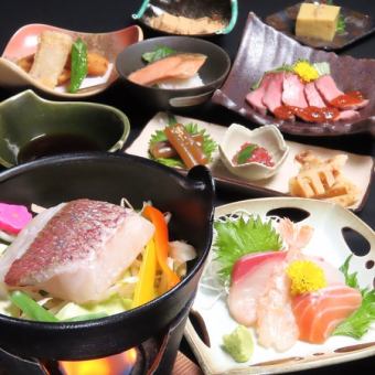 【日～木曜日限定】【充実コース】 刺身4点盛り・国産和牛など全7品 2H飲み放題付き4000円(税込)