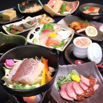 【3H飲み放題付き一押しコース】蟹茶碗蒸し・〆の鮭いくら茶漬け・国産和牛等10品付7500円(税込)