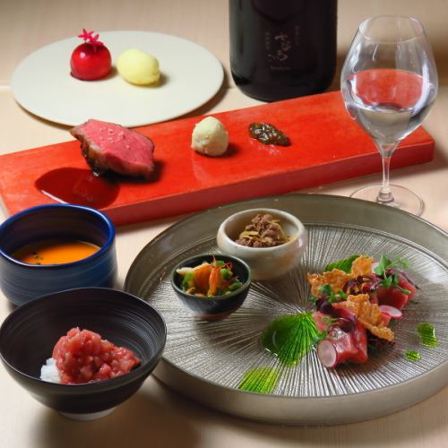 【食前酒付き】メインは超希少な土佐あかうし！季節の食材を盛り込んだ人気No.1のシグネチャーコース