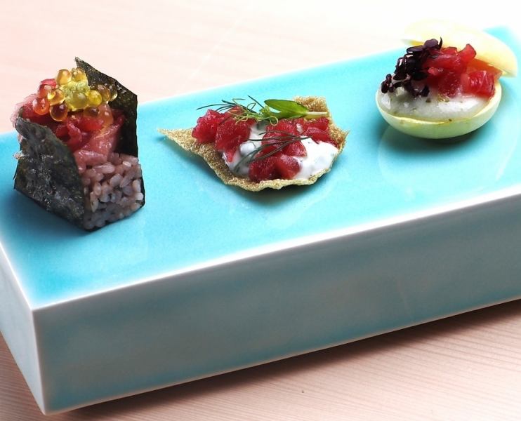 【食前酒付き】本鮪の各部位を多種多様な仕立てに仕上げたコース料理。人気No.1のシグネチャーコース
