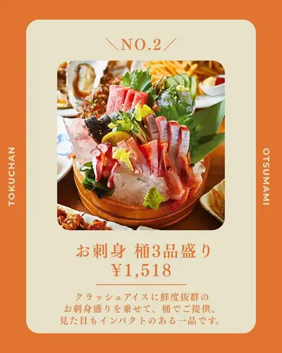 ✨ 徳ちゃん 猿猴橋店｜ベスト３ ✨

牡蠣も、お刺身も、串焼きも。
徳ちゃんらしい一品を楽しみたい方へ。
お店を代表する3品をご紹介します。

① 【日替わり直送】焼き牡蠣 （1ヶ）572円（税込）
焼きたての香ばしさと、牡蠣の濃厚な旨みを楽しめる一品。
最初の一杯と一緒に、ぜひ味わっていただきたいメニューです。

② 【市場直送】お刺身 桶3品盛り  1,518円（税込）
鮮度のよいお刺身を、見た目にも華やかな桶盛りで。
テーブルに届いた瞬間から気分が上がる、存在感のある一品です。
※写真はイメージです

③ おまかせ串盛り5本盛り  880円（税込）
やきとん・やきとりを、おまかせで楽しめる5本盛り。
香ばしく焼き上げた串を囲みながら、ゆっくりとお酒をお楽しみください。

どれにしようか迷ったときは、
この3品から選べば徳ちゃんの魅力をしっかり満喫できます。

気になる一品はありましたか？
ぜひ保存して、ご来店の際に見返してください🍺

🏮 徳ちゃん　猿猴橋店
📍 広島市南区猿猴橋町4-23（広島駅徒歩3分 / 猿猴橋町電停徒歩1分）
🕐 月～木: 17:00～23:30 / 金: 17:00～翌0:00
　　土: 15:00～翌0:00 / 日、祝日: 17:00～23:00
💴 平均予算 3,000円
🔗 ご予約・詳細はプロフィールリンクから

#徳ちゃん #徳ちゃん猿猴橋店 #広島駅居酒屋 #広島居酒屋 
#広島グルメ #広島駅グルメ #広島駅ディナー #猿猴橋町
#広島牡蠣 #焼き牡蠣 #牡蠣好き #刺身盛り合わせ #お刺身 
#串焼き #焼き鳥 #やきとん #広島飲み #広島宴会