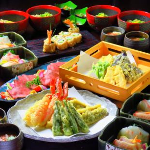 ズワイ蟹と季節天婦羅とロースビーフの【巧みコース】2.5時間プレミアム飲放込み6000円⇒5000円