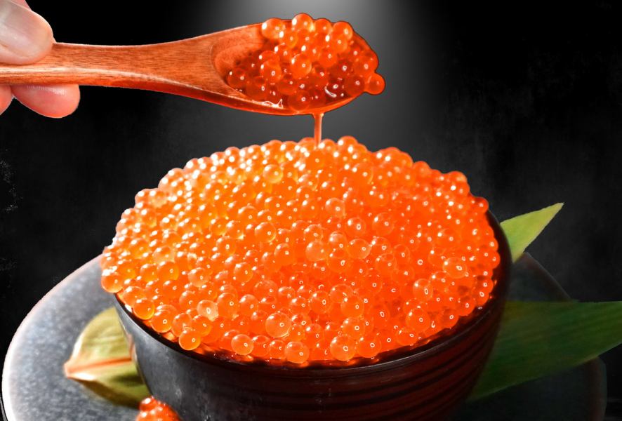 Top-quality salmon roe avalanche bowl with plenty of top-quality salmon roe