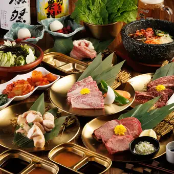 ■120分食べ放題付『プレミアム宴会コース』 特選国産ミスジなど ＜全100品＞ 6478円⇒5478円 　