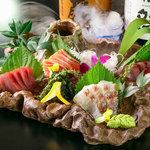 Assortment of 5 kinds of fresh fish sashimi