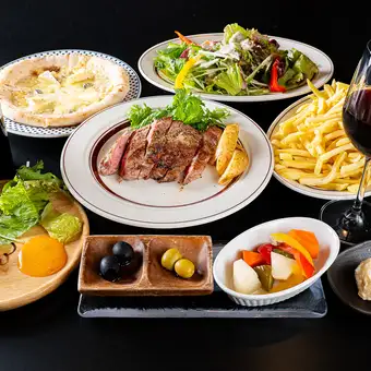 【月～木限定・4名様～】カジュアル肉宴会★120分飲み放題＆ワインボトルサービス