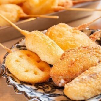 【新田梅套餐】大麥三元豬肉、魷魚等8種人氣新鮮炸串等15道菜品，附贈2小時無限暢飲