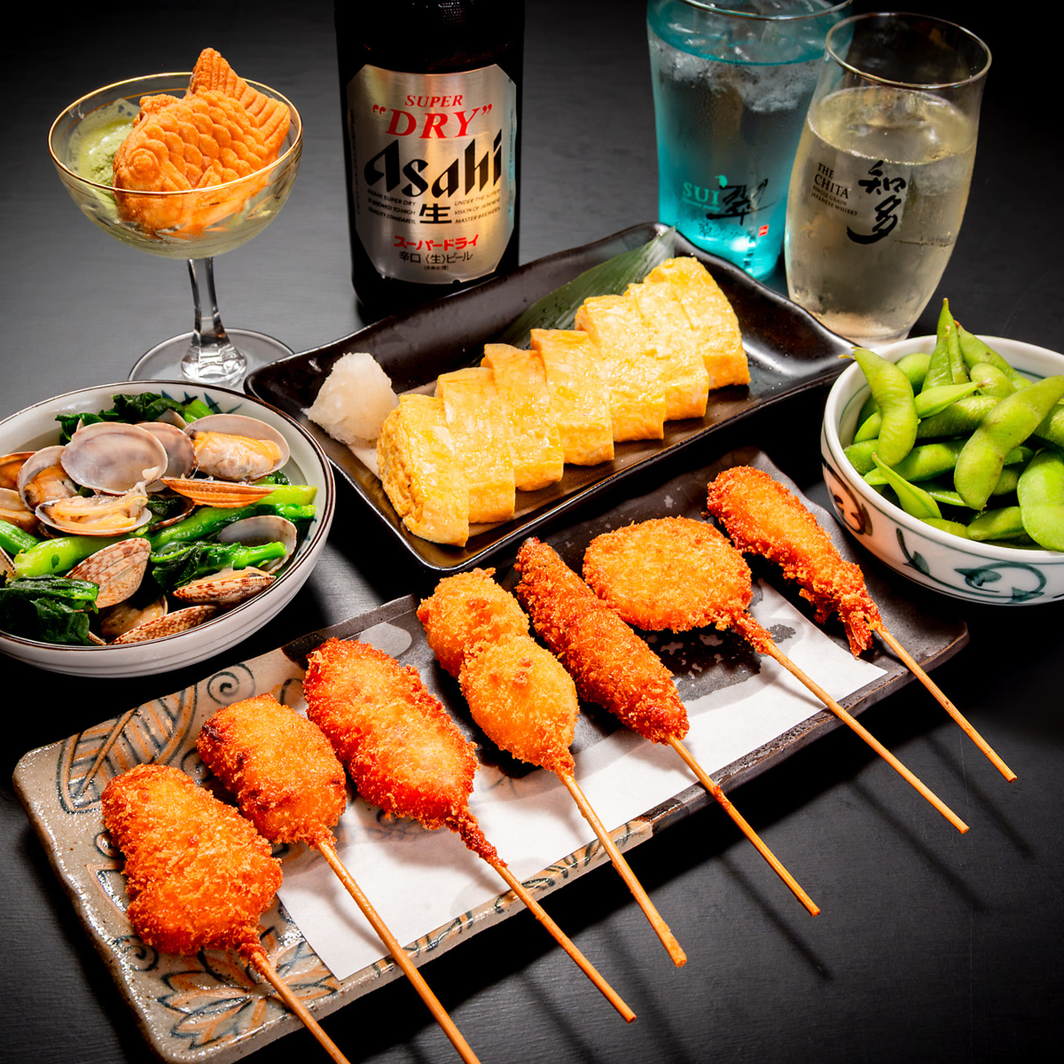 メインの串揚げと美味しいお酒♪小さなご縁が集まりホッとできる時間がある和風居酒屋