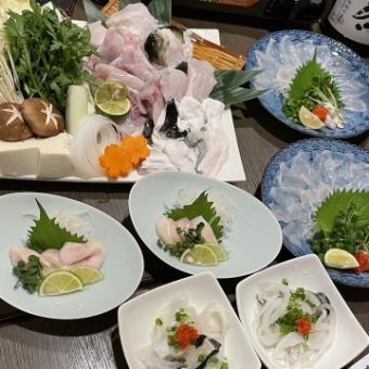 [Luxurious course with pufferfish milt] 9 dishes including grilled pufferfish and pufferfish milt 12,800 yen Add 2 hours of all-you-can-drink for 14,500 yen