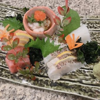 120分飲み放題付き【贅沢コース】鮮魚造り五種、寿司、イベリコ豚ステーキなど9品5980円