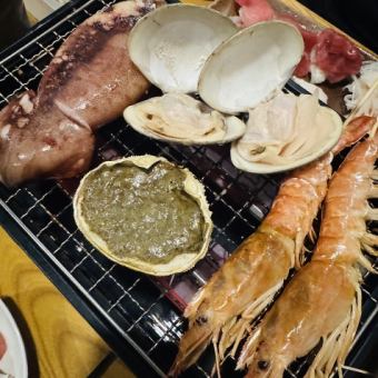 120分飲み放題付き【浜焼きコース】造り五種、浜焼きセット、車海老天ぷらなど8品6780円