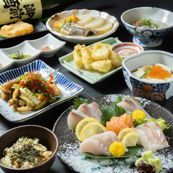 2H飲放付き！いくらだし豆冨や魚の煮付け、海鮮の混ぜ御飯など海鮮堪能！全9品→6000円(税込)