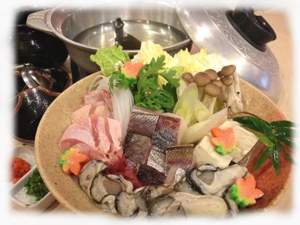 【 오징어 활조와 겨울 경치 냄비 코스 ~산차 꽃(사잔카)~ 】