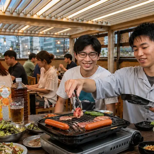 【テラス持ち込みBBQ】BBQ機材&トング食器類セット付き、ドリンク用の氷・冷えたジョッキ・炭酸水無料♪1名×1時間×990円✨
