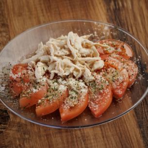 蒸し鶏とトマトのカプレーゼ