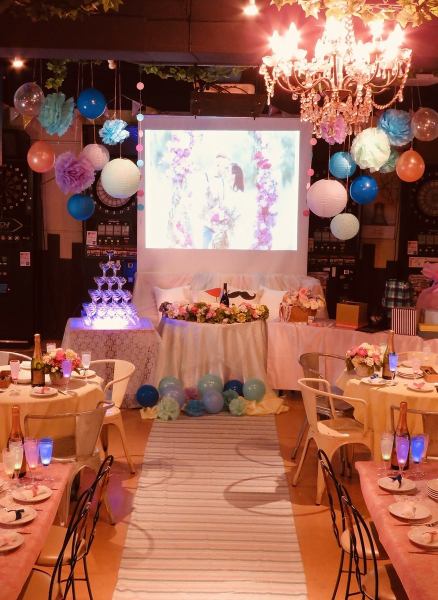 結婚式2次会で大好評！最大80名様まで着席ＯＫ☆新郎新婦席有!!演出ならお任せ下さい。