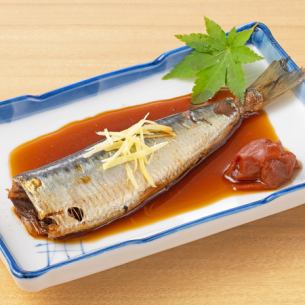 Sardines simmered in plum sauce