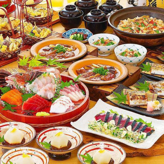 [Starting September 1st] Limited-time offer for September and October: Traditional Japanese course featuring 5 kinds of sashimi, grilled hairtail with yuzu sauce, and more! Includes 2 hours of all-you-can-drink (draft beer included).