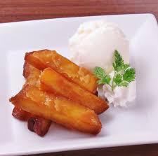 Fried sweet potato & vanilla ice cream