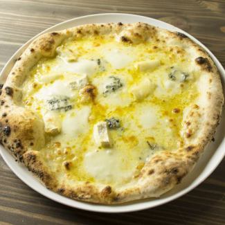 Quattro Pizza with 4 Kinds of Cheese Served with Honey
