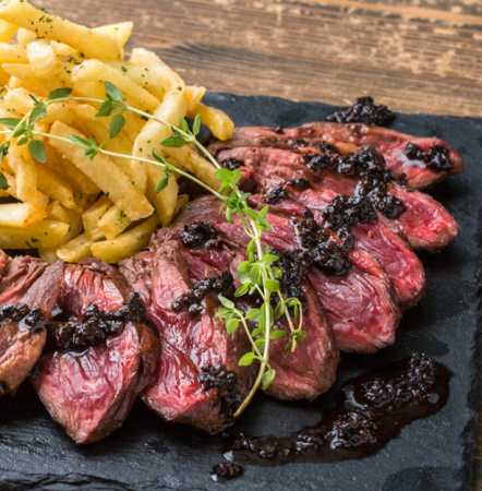 Luxury steak served with the finest beef skirt steak and truffle-rich sauce